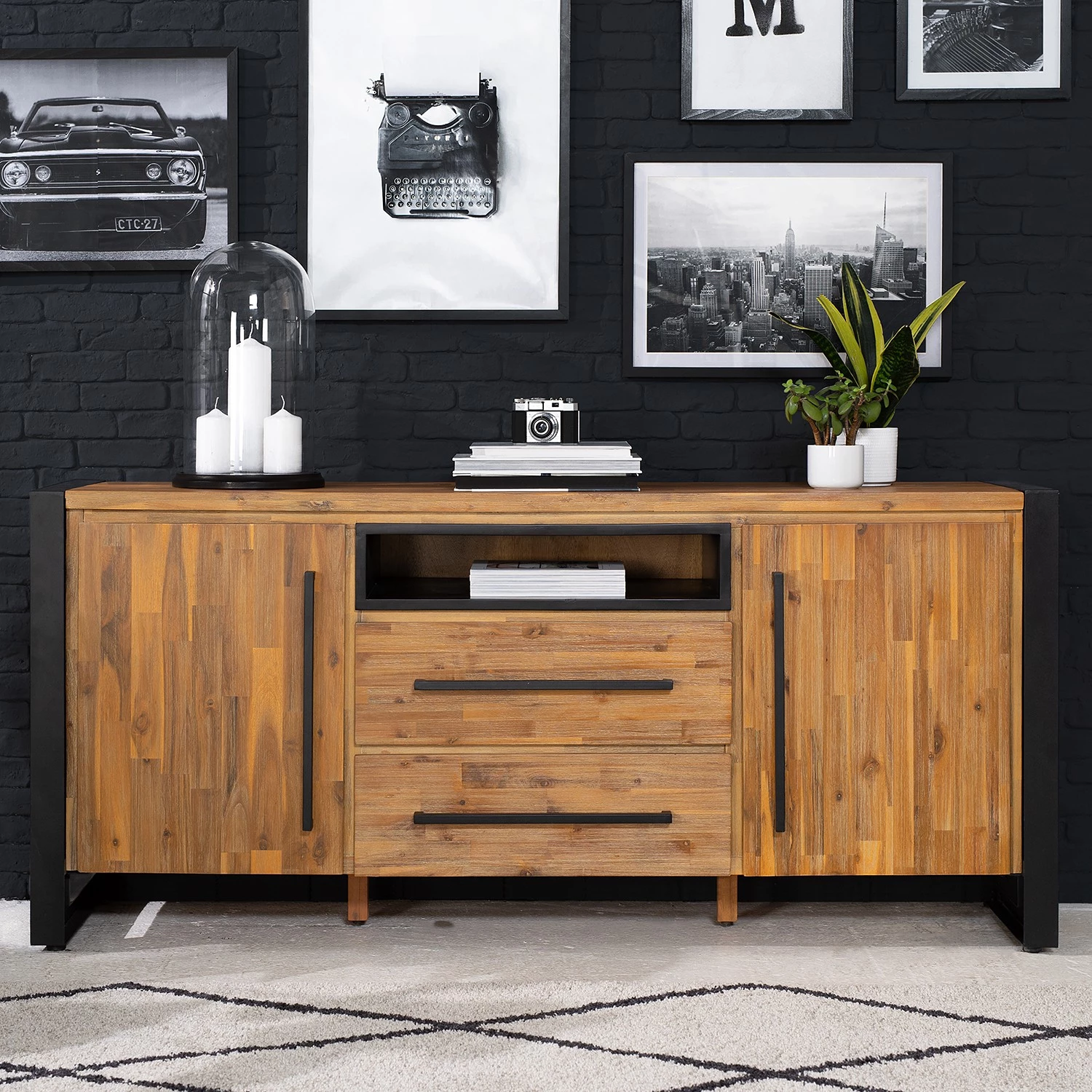Ars manufacti Buffet Urban Industry I - Partiellement en acacia massif / Métal - Acacia / Noir 6 Ars manufacti Buffet Urban Industry I - Partiellement en acacia massif / Métal - Acacia / Noir – Image 6