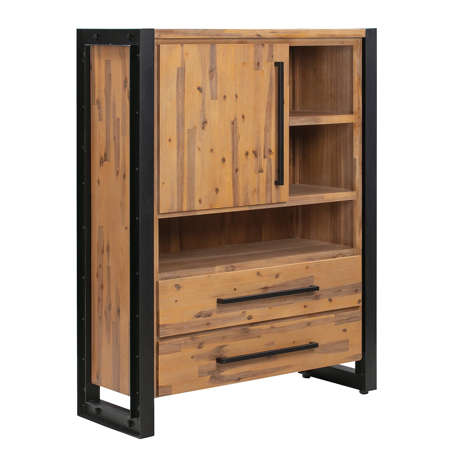 Ars manufacti Buffet haut Urban Industry II - Partiellement en acacia massif / Métal - Acacia / Noir 1 Ars manufacti Buffet haut Urban Industry II - Partiellement en acacia massif / Métal - Acacia / Noir