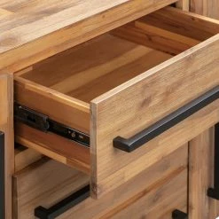 Ars manufacti Buffet Urban Industry II - Partiellement en acacia massif / Métal - Acacia / Noir -Meubles de salle à manger Soldes Magasin 1000224223 210714 07374300042 DETAILS P000000001000224223