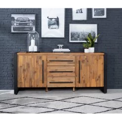 Ars manufacti Buffet Urban Industry II - Partiellement en acacia massif / Métal - Acacia / Noir -Meubles de salle à manger Soldes Magasin 1000224223 220114 134353000029 MOOD DETAILS P000000001000224223 mood