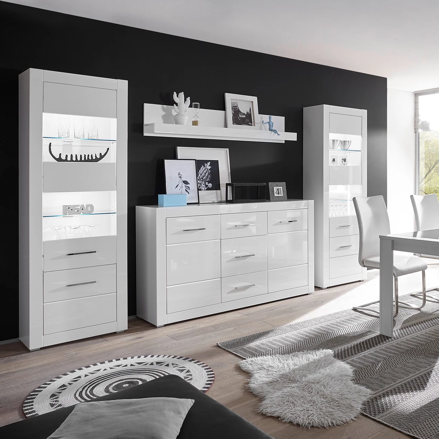 Loftscape Buffet haut Bricktown V - Blanc brillant / Blanc mat 2 Loftscape Buffet haut Bricktown V - Blanc brillant / Blanc mat – Image 2