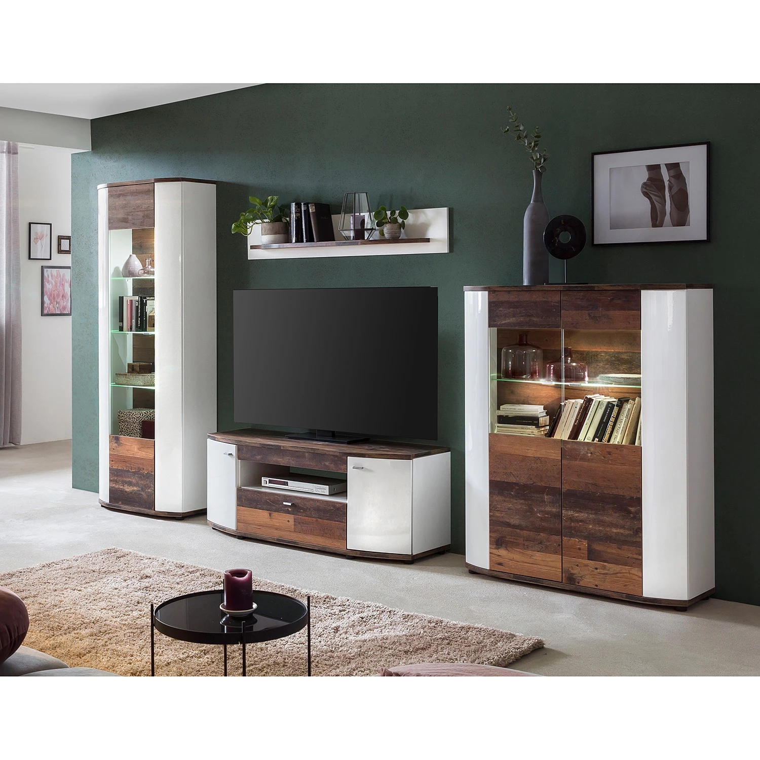 Fredriks Tablette murale Karlsburg - Blanc brillant / Imitation bois recyclé 2 Fredriks Tablette murale Karlsburg - Blanc brillant / Imitation bois recyclé – Image 2