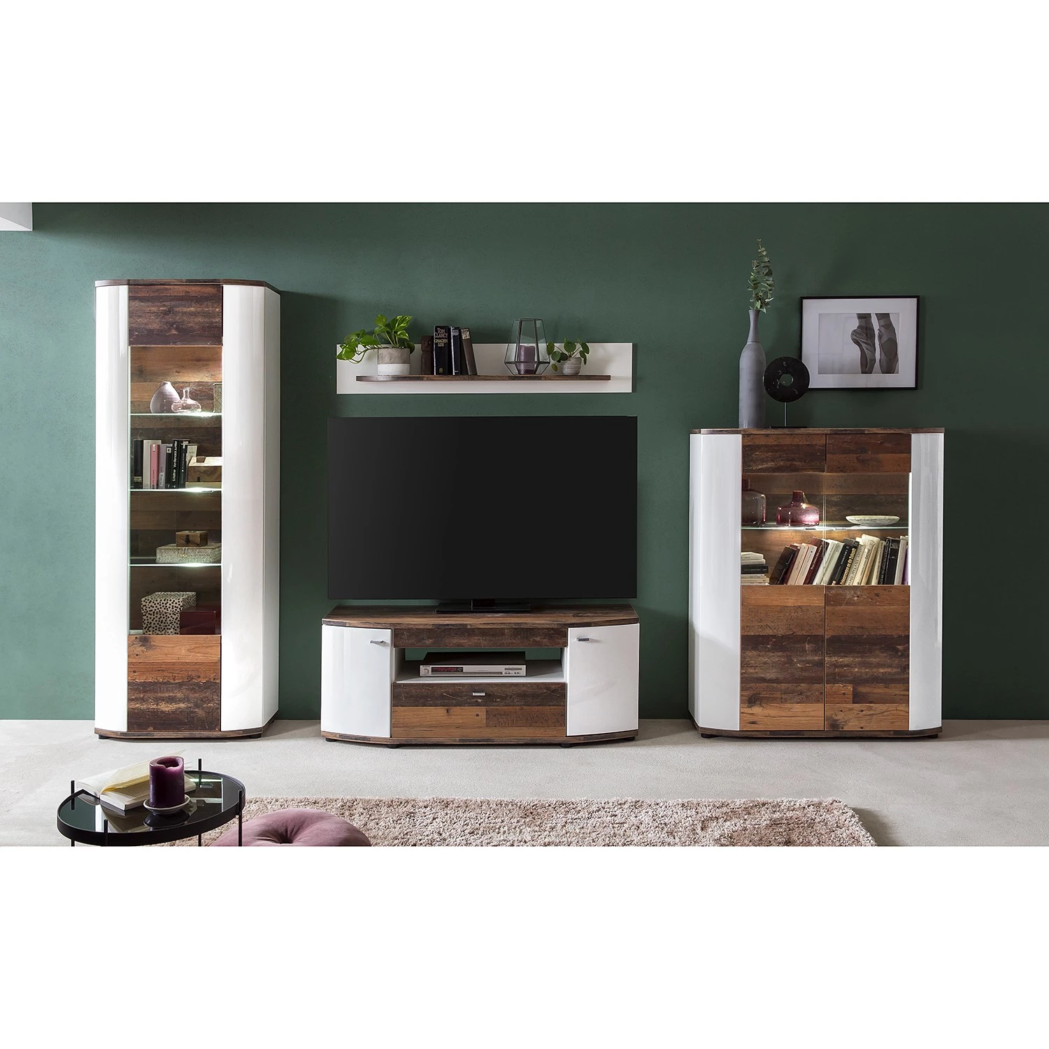 Fredriks Tablette murale Karlsburg - Blanc brillant / Imitation bois recyclé 3 Fredriks Tablette murale Karlsburg - Blanc brillant / Imitation bois recyclé – Image 3