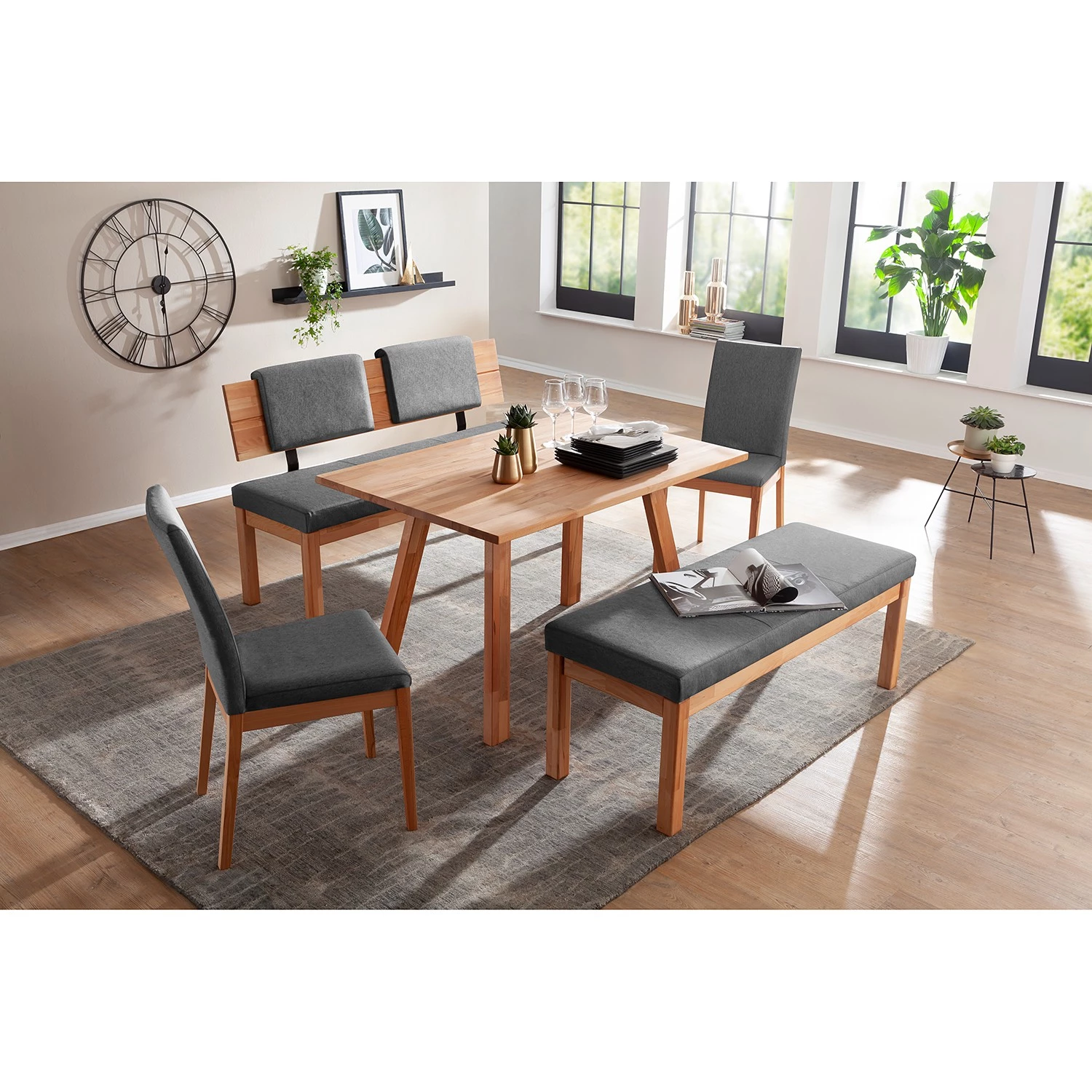 Schösswender Chaises capitonnées Roberto II(lot de 2) - Microfibre / Duramen de hêtre massif - Gris / Duramen de hêtre 2 Schösswender Chaises capitonnées Roberto II(lot de 2) - Microfibre / Duramen de hêtre massif - Gris / Duramen de hêtre – Image 2