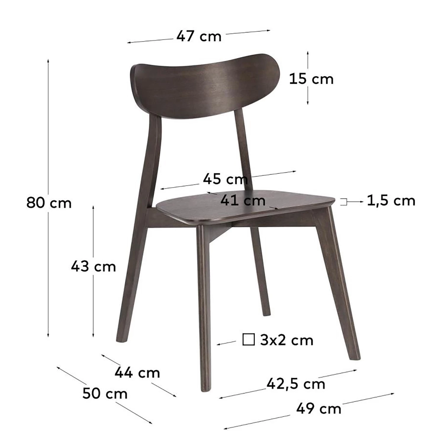 Norrwood Chaises Sakyla (lot de 2) - Frêne foncé 7 Norrwood Chaises Sakyla (lot de 2) - Frêne foncé – Image 7