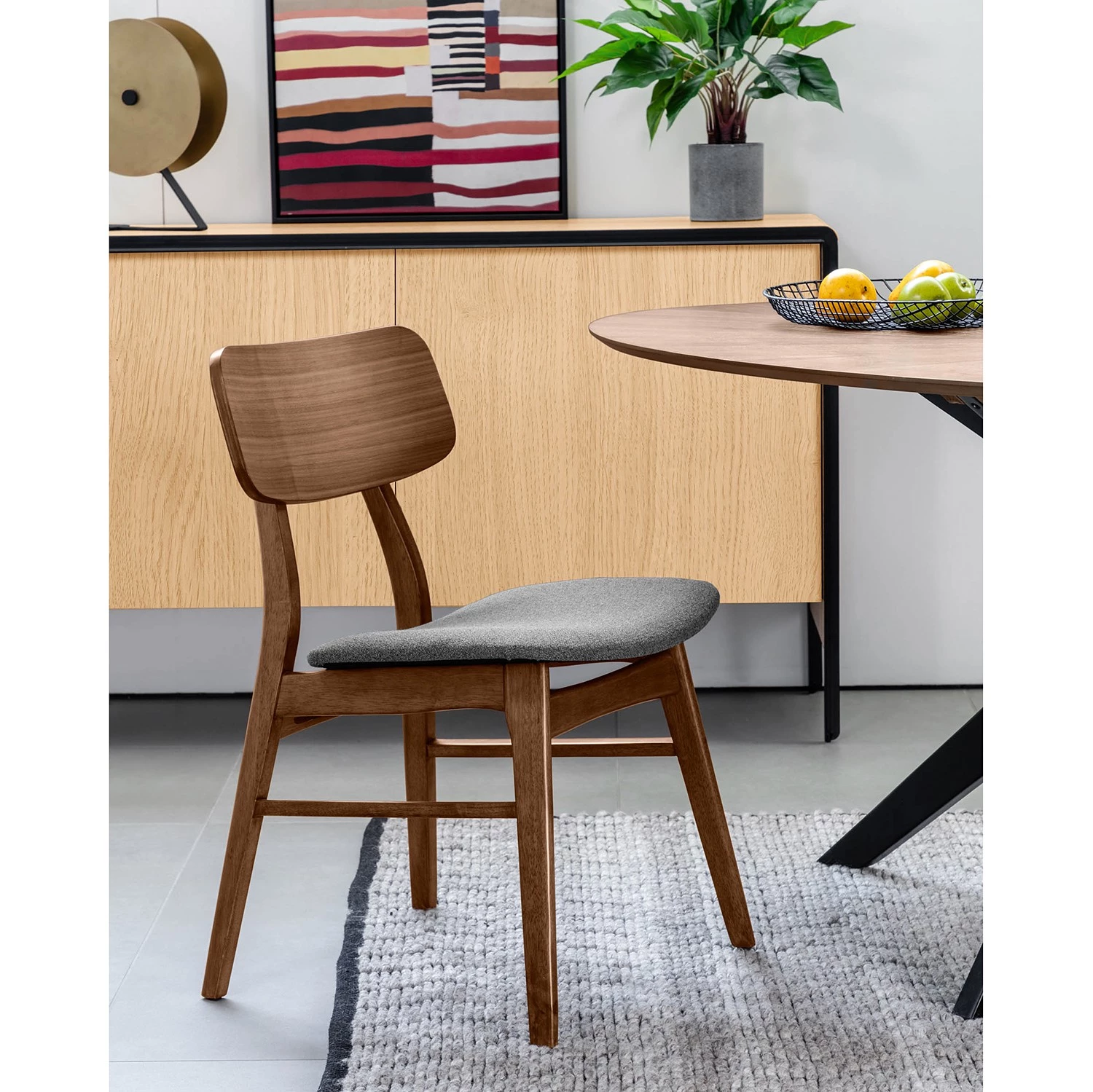 Norrwood Chaises Varkaus II (lot de 2) - Tissu /Placage noyer et hévéa massif - Gris / Noyer 3 Norrwood Chaises Varkaus II (lot de 2) - Tissu /Placage noyer et hévéa massif - Gris / Noyer – Image 3