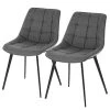 Red Living Chaises capitonnées Kellia II (lot de 2) - Tissu / Acier - Gris