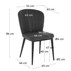 Jack & Alice Chaises capitonnées Palm City (lot de 2) - Tissu / Acier - Gris foncé 15 Jack & Alice Chaises capitonnées Palm City (lot de 2) - Tissu / Acier - Gris foncé -Meubles de salle à manger Soldes Magasin 1000225996 200917 06373800138 SKETCH DETAILS P000000001000225996 sketch