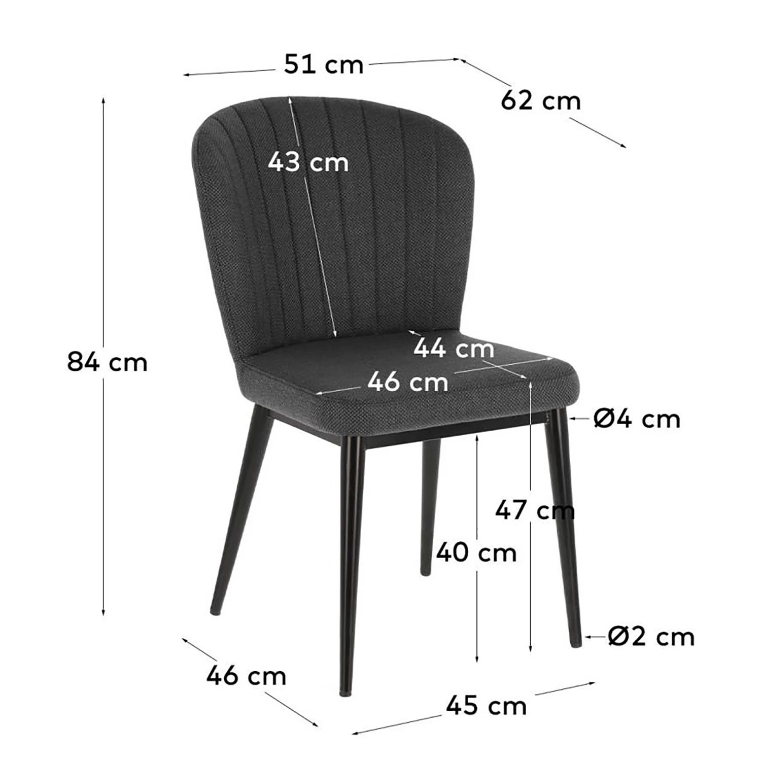 Jack & Alice Chaises capitonnées Palm City (lot de 2) - Tissu / Acier - Gris foncé 8 Jack & Alice Chaises capitonnées Palm City (lot de 2) - Tissu / Acier - Gris foncé – Image 8