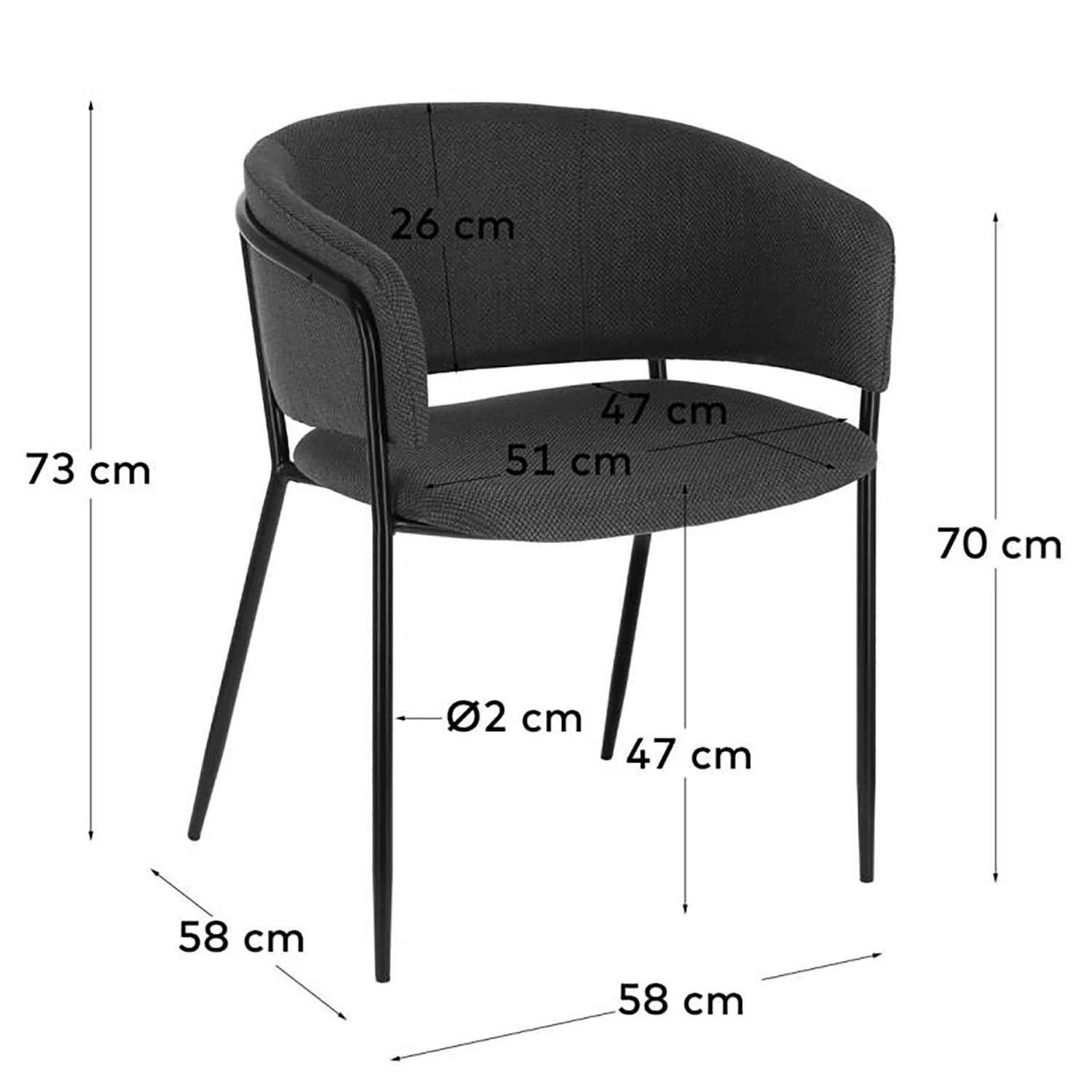 Jack & Alice Chaises à accoudoirs Vilhena IV (2 él.) - Gris foncé 8 Jack & Alice Chaises à accoudoirs Vilhena IV (2 él.) - Gris foncé – Image 8