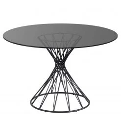 Jack & Alice Table Lovington I - Verre / Acier - Verre gris foncé / Noir