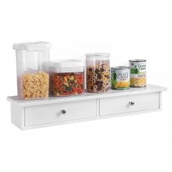 Norrwood Étagère à tiroirs murale Neyland - Blanc / Argenté -Meubles de salle à manger Soldes Magasin 1000226188 200922 17383100052 DETAILS P000000001000226188