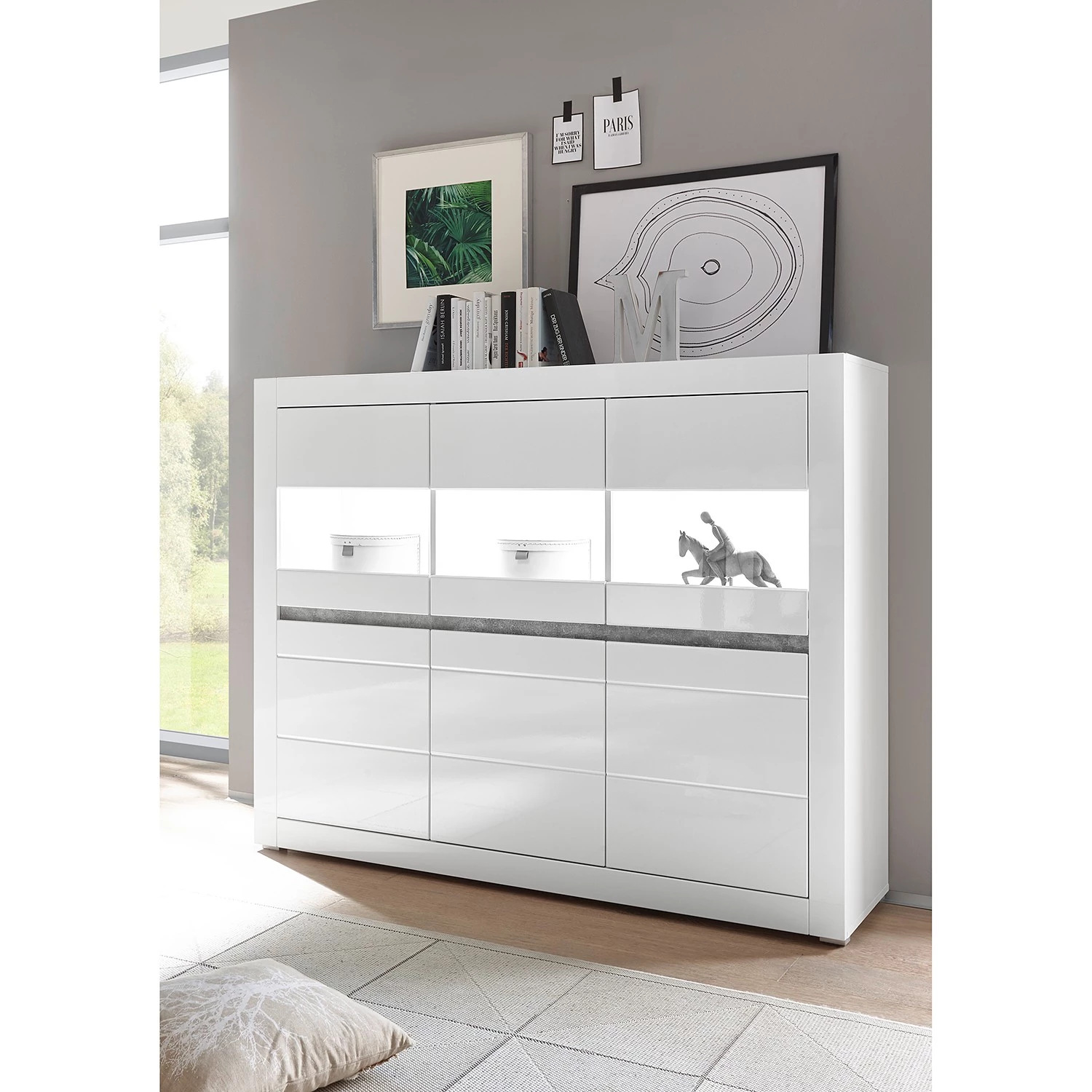 Loftscape Buffet haut Cape Ann - Blanc brillant / Blanc mat 2 Loftscape Buffet haut Cape Ann - Blanc brillant / Blanc mat – Image 2