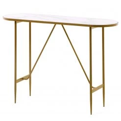 Red Living Console Saint Allen - Verre / Métal - Imitation marbre blanc / Doré