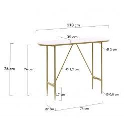 Red Living Console Saint Allen - Verre / Métal - Imitation marbre blanc / Doré -Meubles de salle à manger Soldes Magasin 1000226413 200928 15145400011 SKETCH DETAILS P000000001000226413 sketch