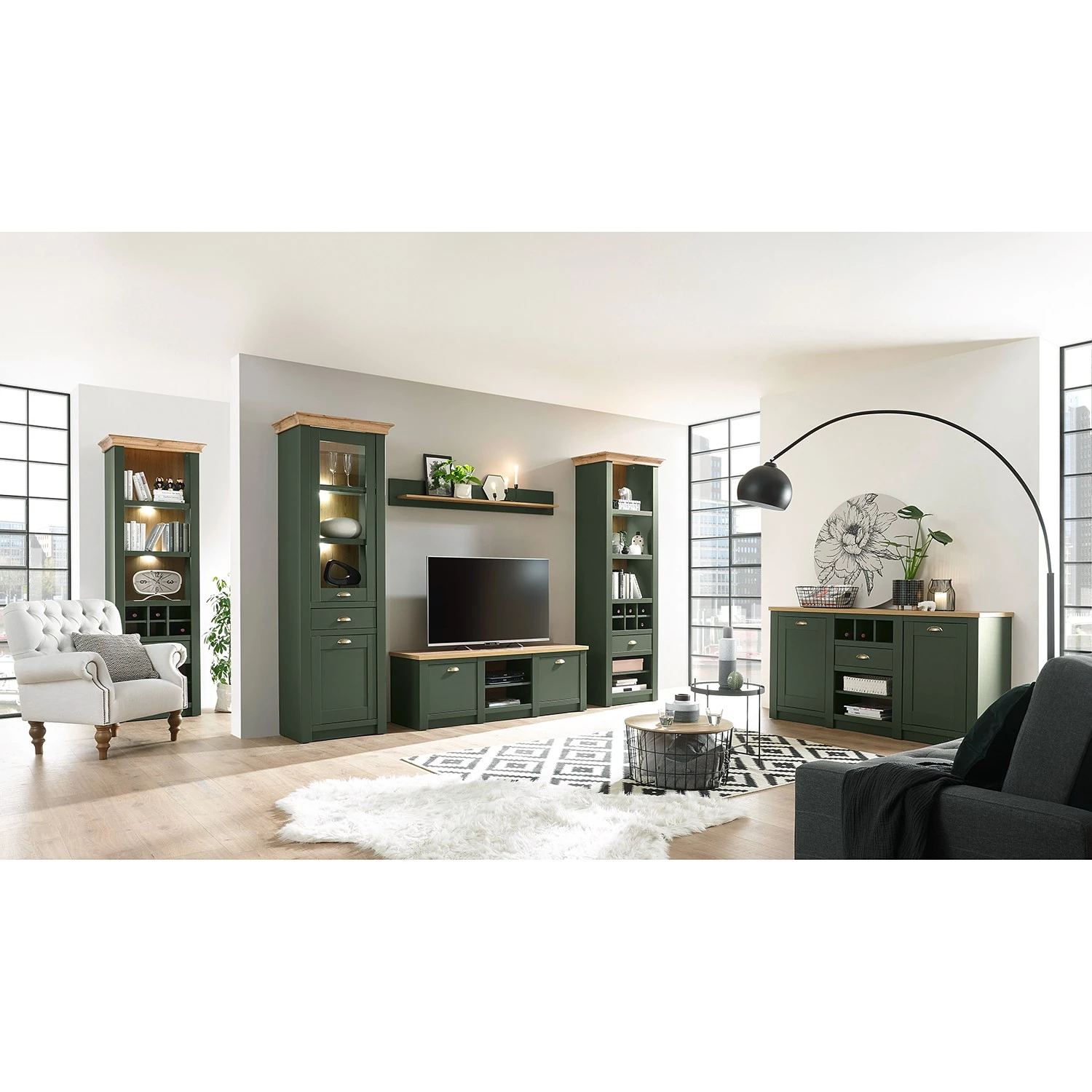 Norrwood Étagère Cardet I - Vert mousse / Imitation chêne de Wotan 4 Norrwood Étagère Cardet I - Vert mousse / Imitation chêne de Wotan – Image 4