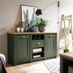 Norrwood Buffet Cardet - Vert mousse / Imitation chêne de Wotan -Meubles de salle à manger Soldes Magasin 1000227576 201016 13050500120 MOOD DETAILS P000000001000227576 mood