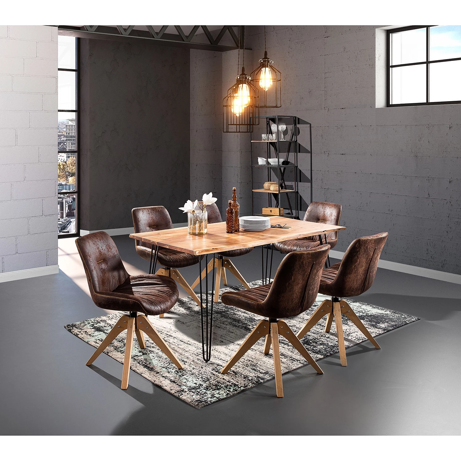 Red Living Chaises capitonnées Wilbur (lot de 2) - Marron vintage 2 Red Living Chaises capitonnées Wilbur (lot de 2) - Marron vintage – Image 2