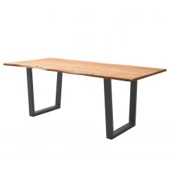 Ars Natura Table Kapra - Acacia brun - 160 x 90 cm - Noir - Trapézoïdal - Épaisseur plateau : 2.5 cm