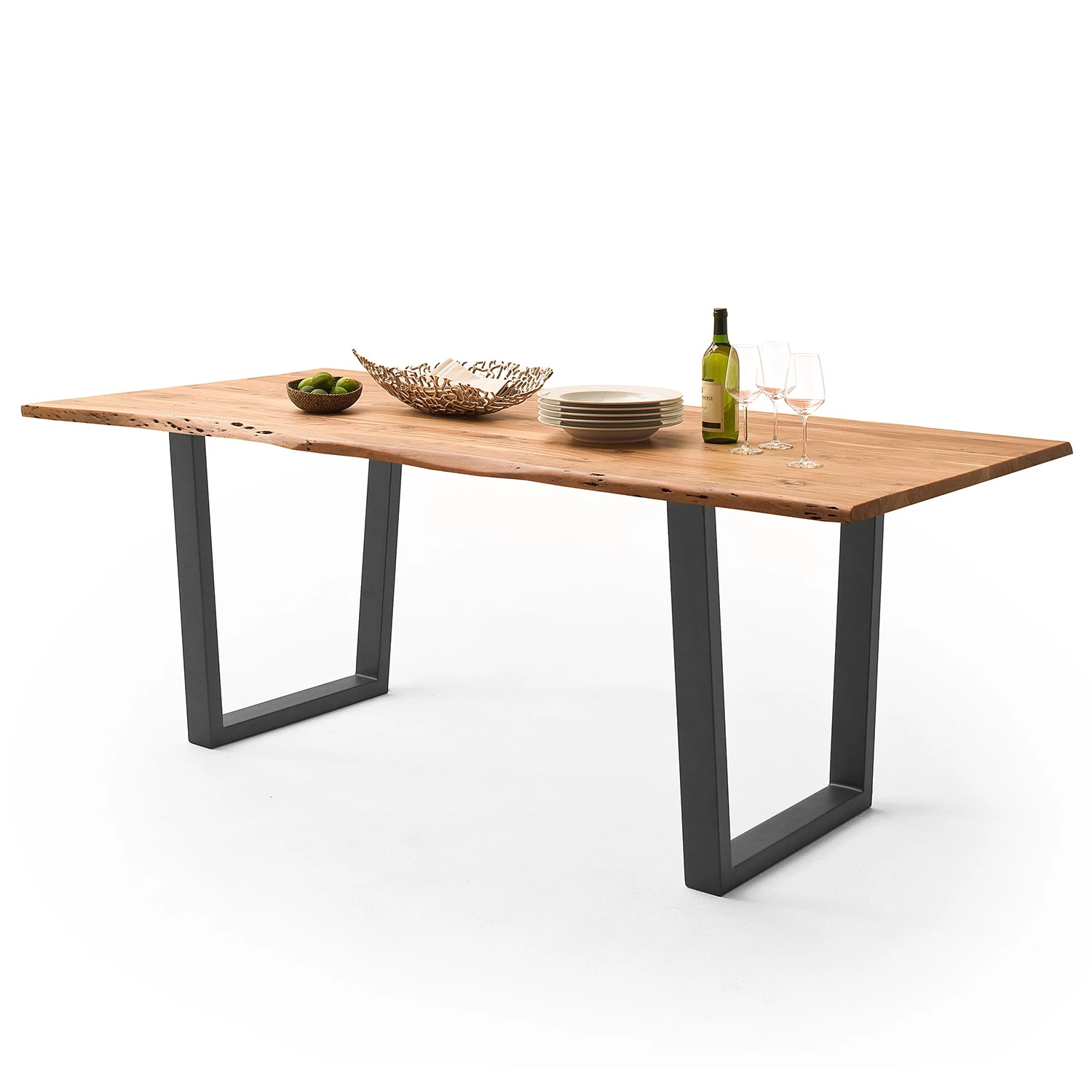 Ars Natura Table Kapra - Acacia brun - 160 x 90 cm - Noir - Trapézoïdal - Épaisseur plateau : 2.5 cm 2 Ars Natura Table Kapra - Acacia brun - 160 x 90 cm - Noir - Trapézoïdal - Épaisseur plateau : 2.5 cm – Image 2