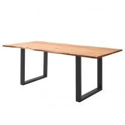 Ars Natura Table Kapra - Acacia brun - 160 x 90 cm - Noir - Forme en U - Épaisseur plateau : 2.5 cm