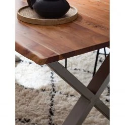 Ars Natura Table Kapra - Acacia brun - 180 x 90 cm - Argenté - Forme en X - Épaisseur plateau : 2.5 cm 18 Ars Natura Table Kapra - Acacia brun - 180 x 90 cm - Argenté - Forme en X - Épaisseur plateau : 2.5 cm -Meubles de salle à manger Soldes Magasin 1000227925 210126 13015300032 DETAILS P000000001000227925