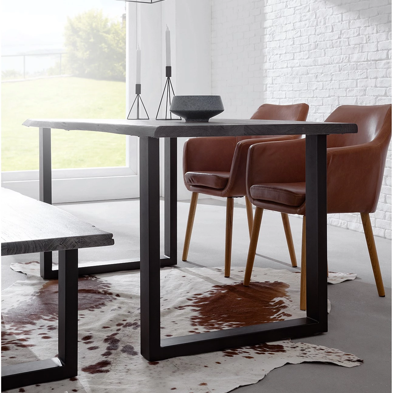 Ars Natura Table Kapra - Acacia Gris - 180 x 90 cm - Noir - Forme en U - Épaisseur plateau : 2.5 cm 12 Ars Natura Table Kapra - Acacia Gris - 180 x 90 cm - Noir - Forme en U - Épaisseur plateau : 2.5 cm – Image 12