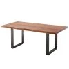 Ars Natura Table Kapra - Acacia brun - 200 x 100 cm - Métal vintage - Forme en U - Épaisseur plateau : 5 cm
