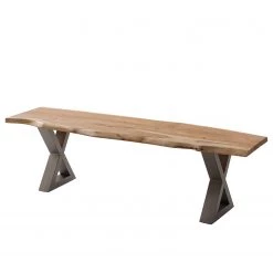 Ars Natura Banc Kapra - Acacia brun - Largeur : 160 cm - Argenté - Forme en X