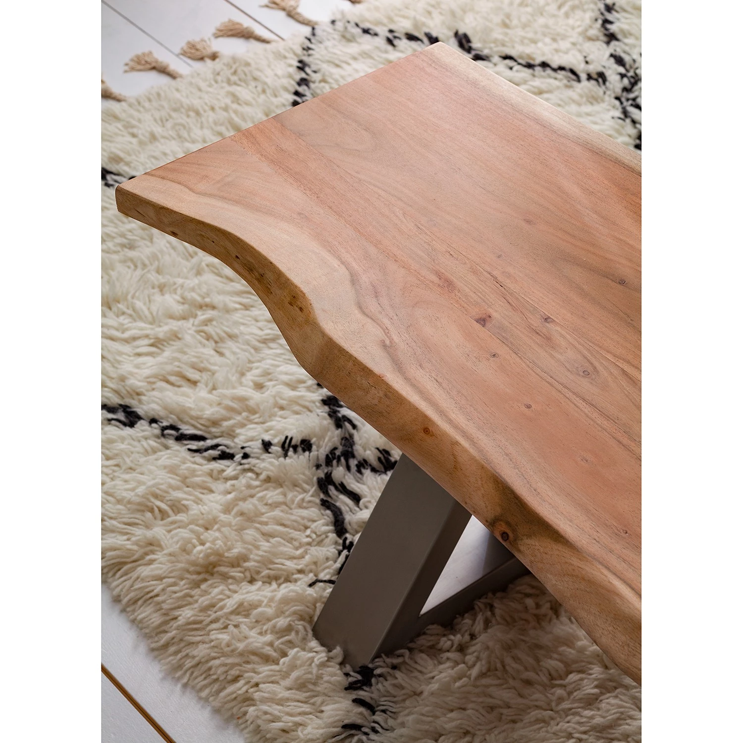 Ars Natura Banc Kapra - Acacia brun - Largeur : 160 cm - Argenté - Forme en X 9 Ars Natura Banc Kapra - Acacia brun - Largeur : 160 cm - Argenté - Forme en X – Image 9