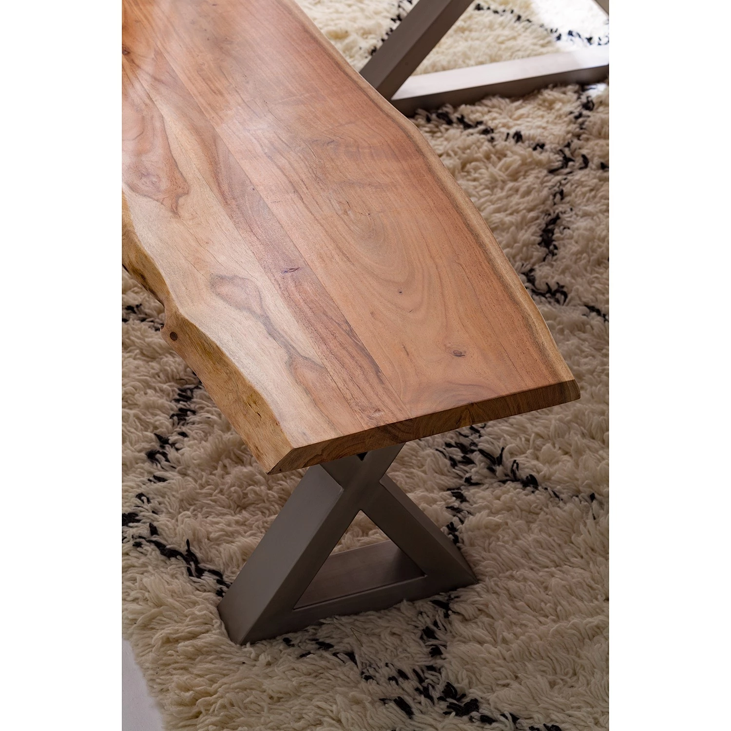 Ars Natura Banc Kapra - Acacia brun - Largeur : 160 cm - Argenté - Forme en X 10 Ars Natura Banc Kapra - Acacia brun - Largeur : 160 cm - Argenté - Forme en X – Image 10