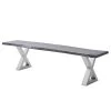 Ars Natura Banc Kapra - Acacia Gris - Largeur : 200 cm - Argenté - Forme en X