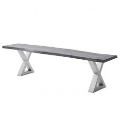 Ars Natura Banc Kapra - Acacia Gris - Largeur : 200 cm - Argenté - Forme en X