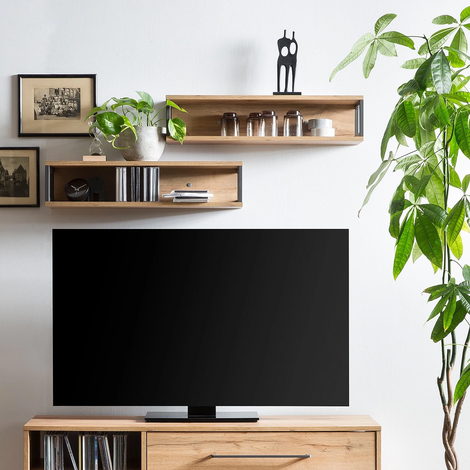 Schildmeyer Étagère murale Limmo - Imitation chêne rustique / Noir 2 Schildmeyer Étagère murale Limmo - Imitation chêne rustique / Noir – Image 2