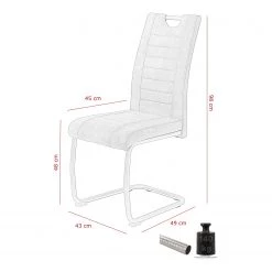Loftscape Chaise cantilever Wisches - Microfibre / Acier inoxydable - Anthracite - Lot de 2 -Meubles de salle à manger Soldes Magasin 1000228907 201104 15385500007 SKETCH DETAILS P000000001000228907 sketch