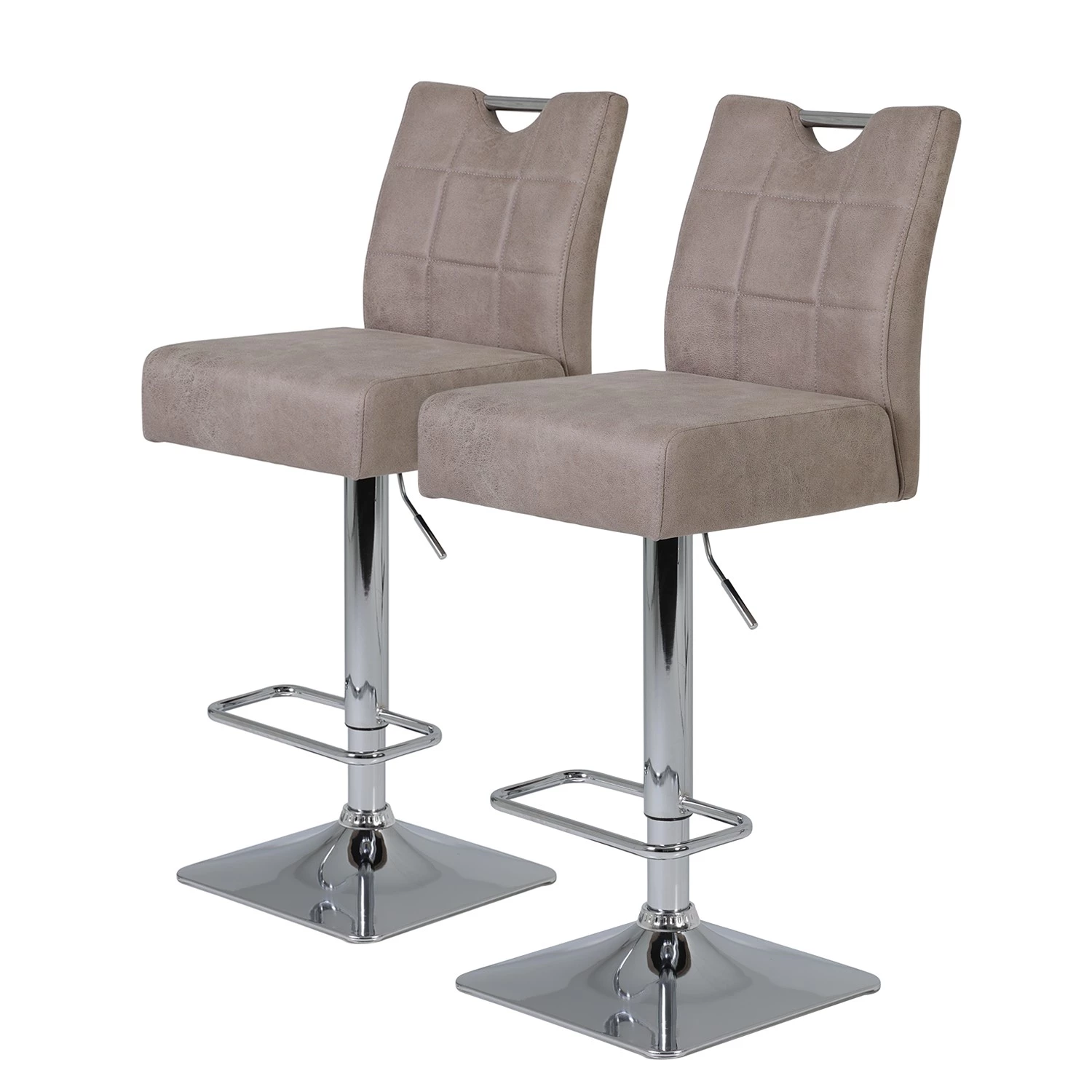 Loftscape Chaises de bar Topid II (lot de 2) - Microfibre / Acier - Beige vintage / Chrome 1 Loftscape Chaises de bar Topid II (lot de 2) - Microfibre / Acier - Beige vintage / Chrome