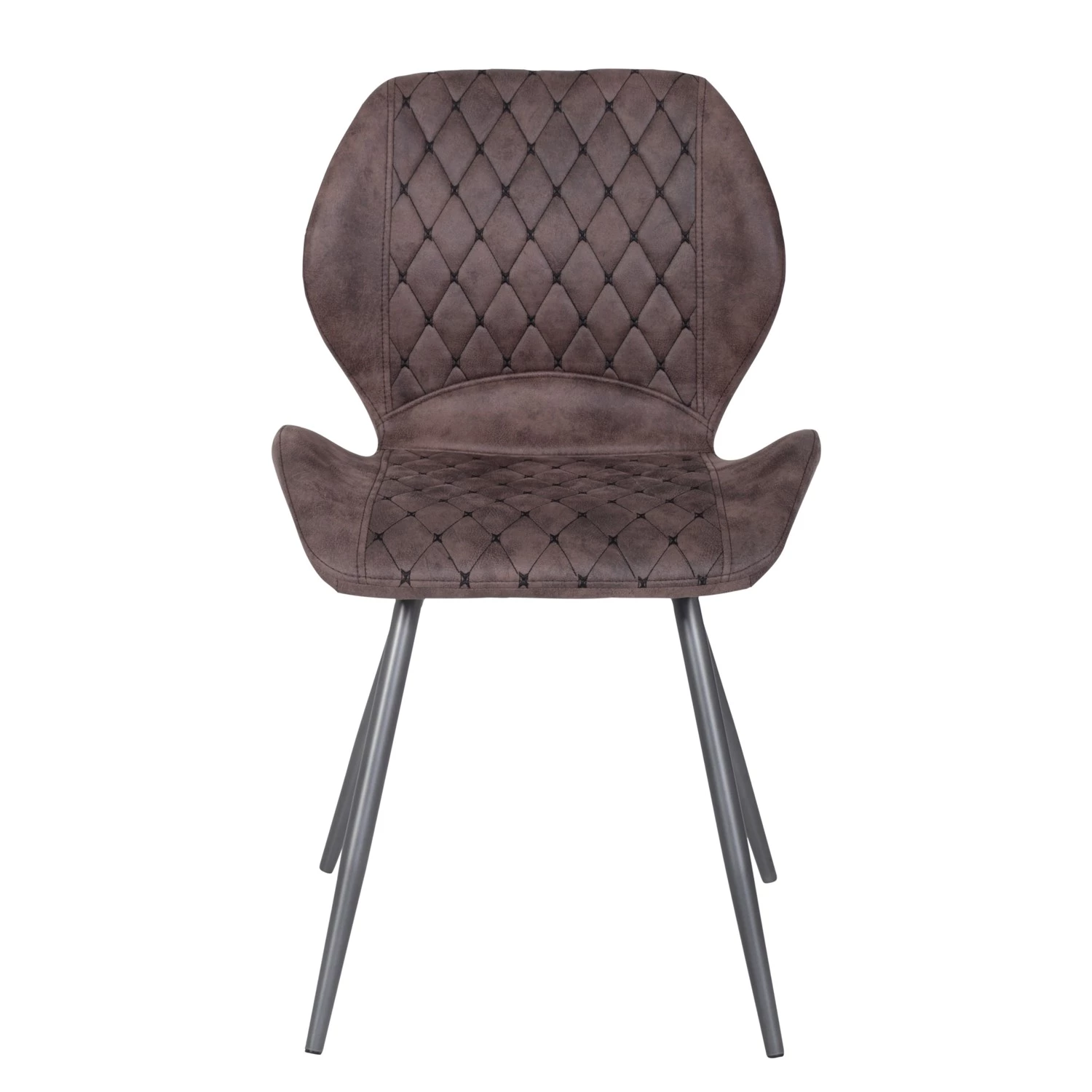 Loftscape Chaises capitonnées McLean (lot de 2) - Microfibre / Acier - Marron foncé vintage 2 Loftscape Chaises capitonnées McLean (lot de 2) - Microfibre / Acier - Marron foncé vintage – Image 2