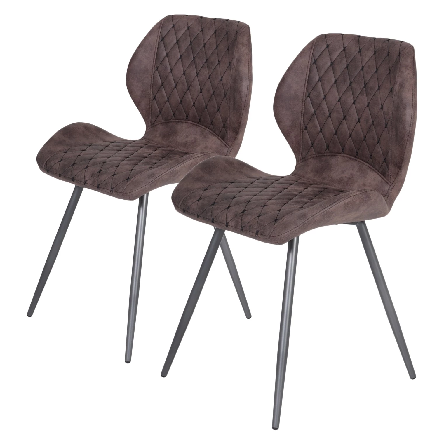 Loftscape Chaises capitonnées McLean (lot de 2) - Microfibre / Acier - Marron foncé vintage 1 Loftscape Chaises capitonnées McLean (lot de 2) - Microfibre / Acier - Marron foncé vintage