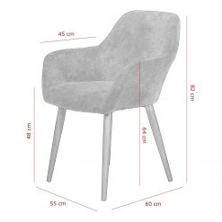 Loftscape Chaises à accoudoirs Trappe (lot de 2) - Microfibre / Acier - Gris fumé -Meubles de salle à manger Soldes Magasin 1000228924 201104 15385600088 SKETCH DETAILS P000000001000228924 sketch