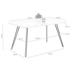 Loftscape Table Villabe - Blanc brillant / Noir -Meubles de salle à manger Soldes Magasin 1000228945 201104 15385700224 SKETCH DETAILS P000000001000228945 sketch