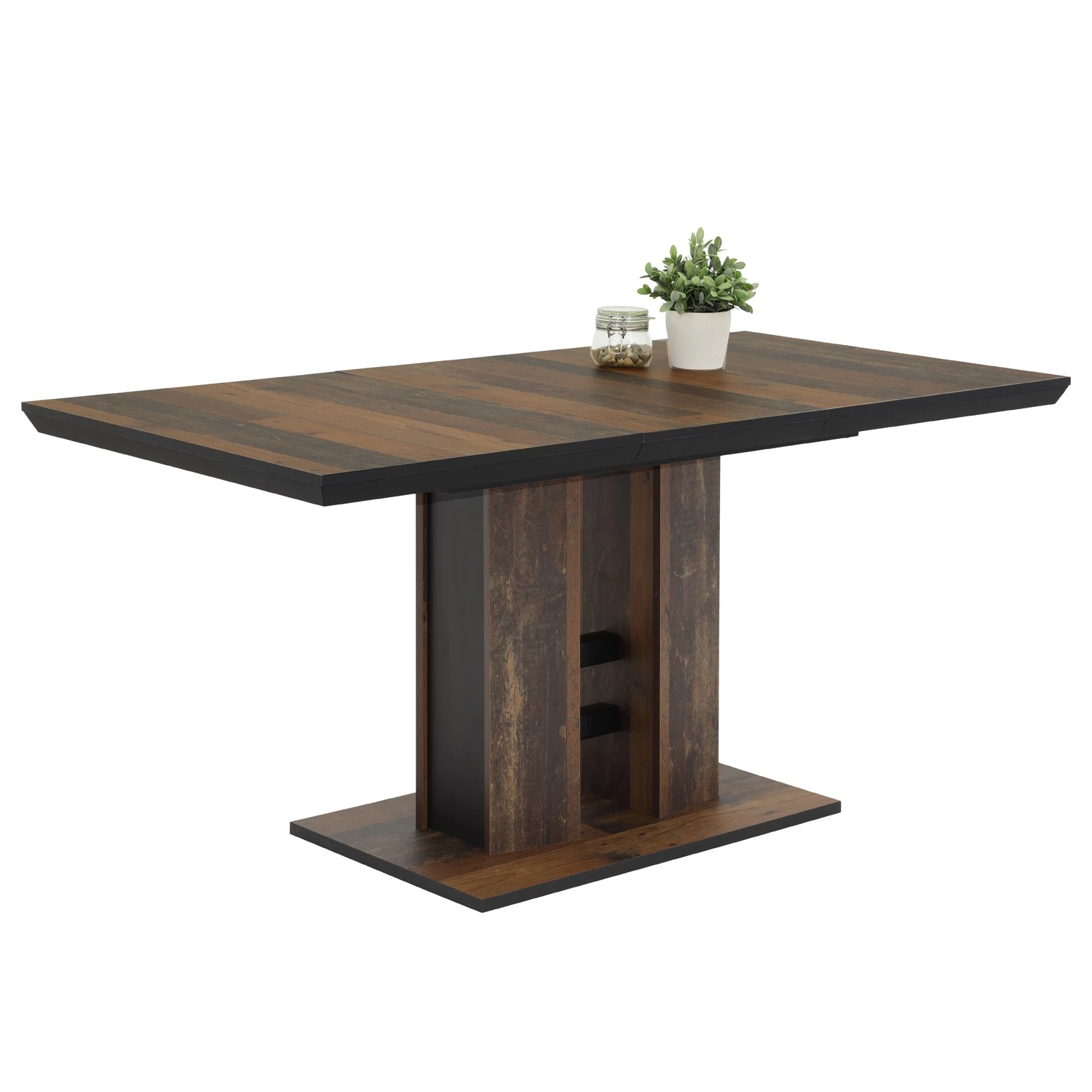 Loftscape Table Gidy (extensible) - Imitation vieux bois / Noir 2 Loftscape Table Gidy (extensible) - Imitation vieux bois / Noir – Image 2