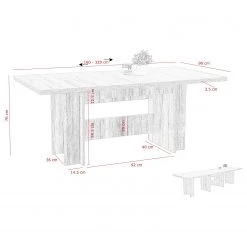 Loftscape Table Biran (extensible) - Imitation chêne sable 9 Loftscape Table Biran (extensible) - Imitation chêne sable -Meubles de salle à manger Soldes Magasin 1000228956 201104 15385700250 SKETCH DETAILS P000000001000228956 sketch
