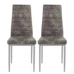 Loftscape Chaises capitonnées Orelle II (lot de 2) - Microfibre / Fer - Gris