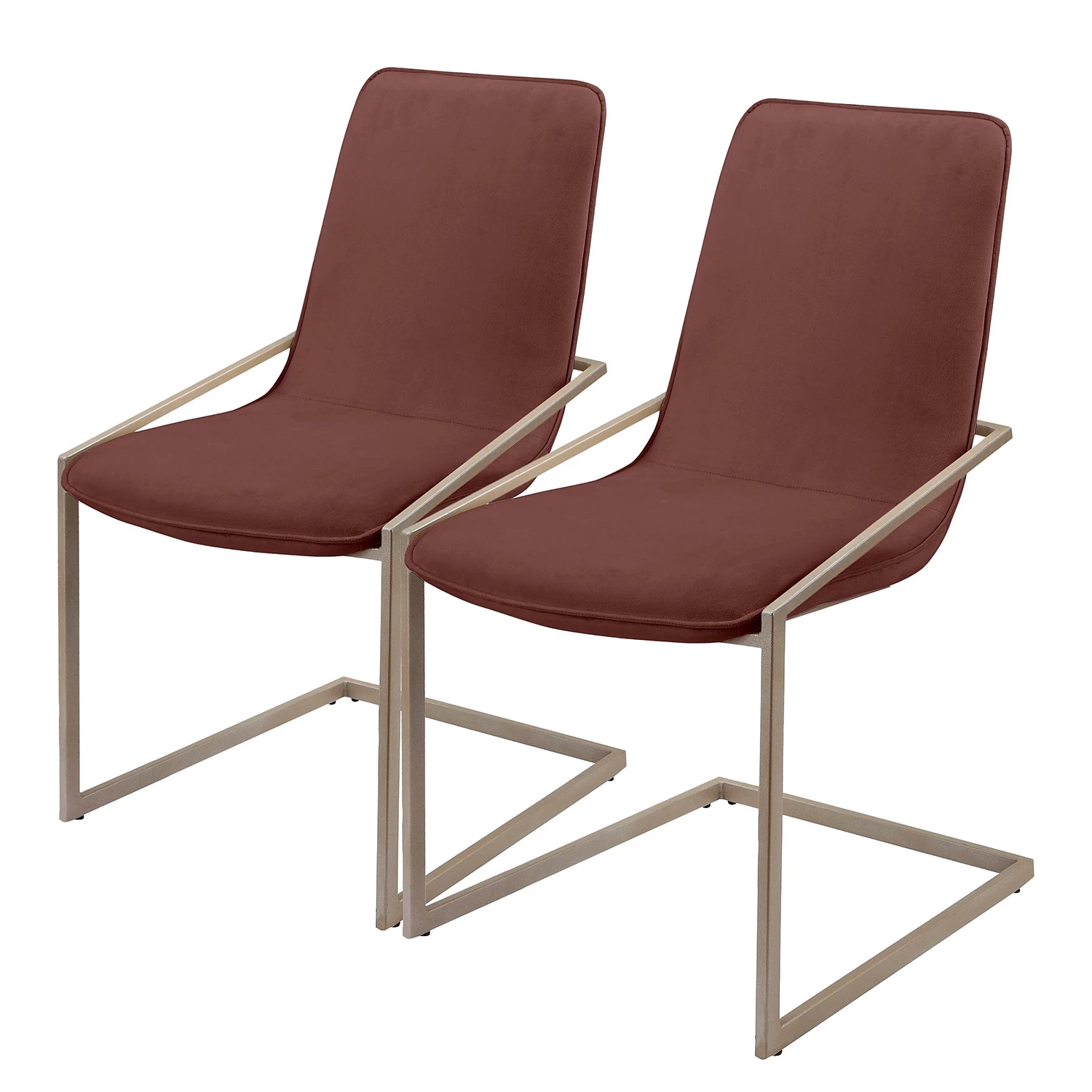 Loftscape Chaises cantilever Lezan II (lot de 2) - Velours / Fer - Marron rouille 1 Loftscape Chaises cantilever Lezan II (lot de 2) - Velours / Fer - Marron rouille