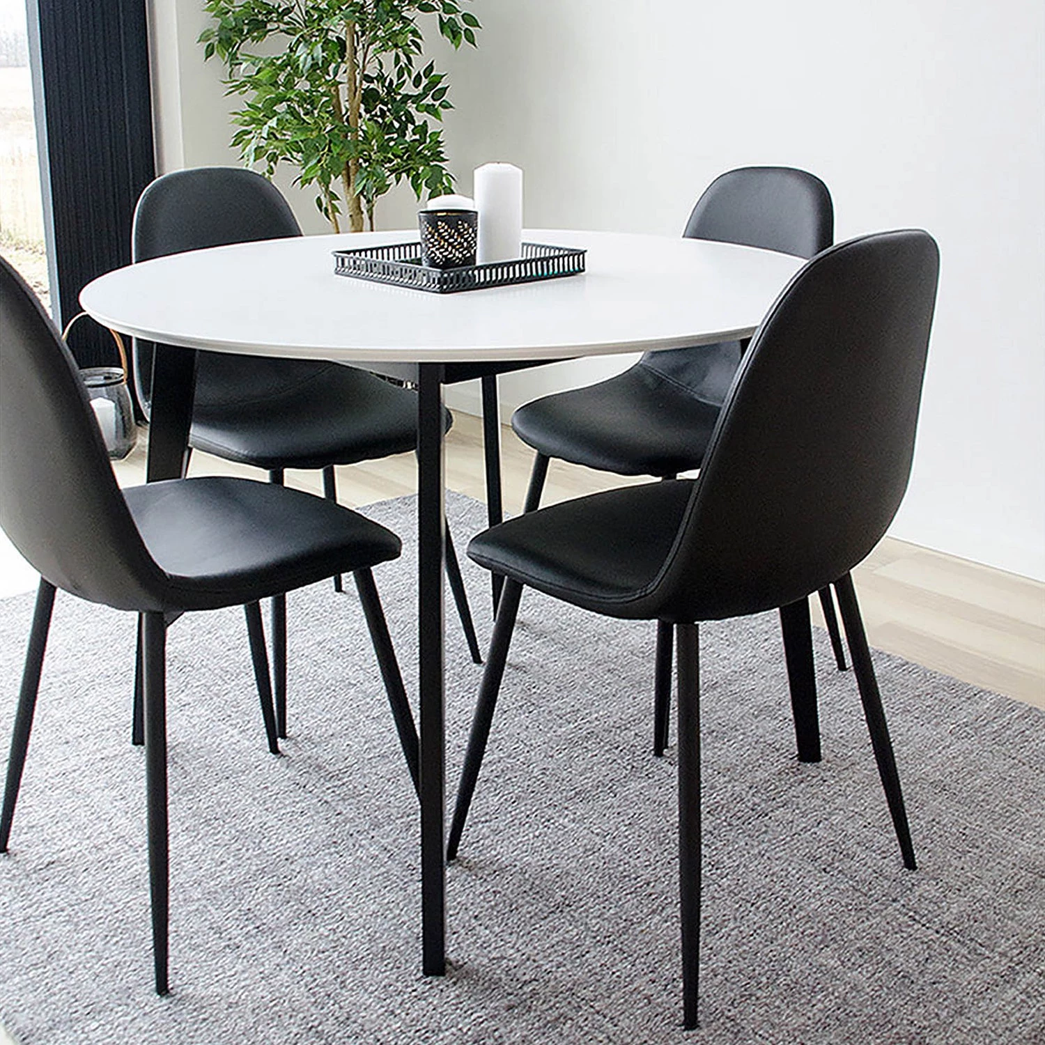 Loftscape Table Pomy II - MDF / Hévéa massif - Blanc / Noir 2 Loftscape Table Pomy II - MDF / Hévéa massif - Blanc / Noir – Image 2