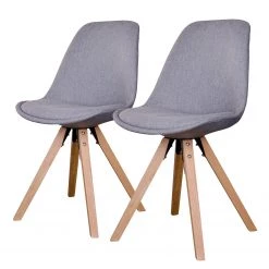 Norrwood Chaises Trebes II (lot de 2) - Tissu - Bois - Gris lumineux