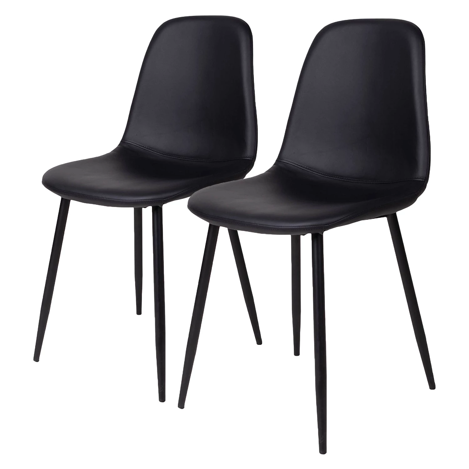 Norrwood Chaises Renty I (lot de 2) - Imitation cuir / Acier - Noir 1 Norrwood Chaises Renty I (lot de 2) - Imitation cuir / Acier - Noir