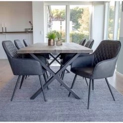 Red Living Chaises à accoudoirs Pierry I (lot de 2) - Imitation cuir / Acier - Gris vintage -Meubles de salle à manger Soldes Magasin 1000231016 201125 16492300074 MOOD DETAILS P000000001000231016 mood