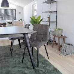 Loftscape Chaises capitonnées Ormoy I (lot de 2) - Microfibre / Acier - Gris / Noir -Meubles de salle à manger Soldes Magasin 1000231021 201125 16492500115 MOOD DETAILS P000000001000231021 mood