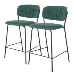 Loftscape Chaises capitonnées Muel (lot de 2) - Tissu / Acier - Vert turquoise